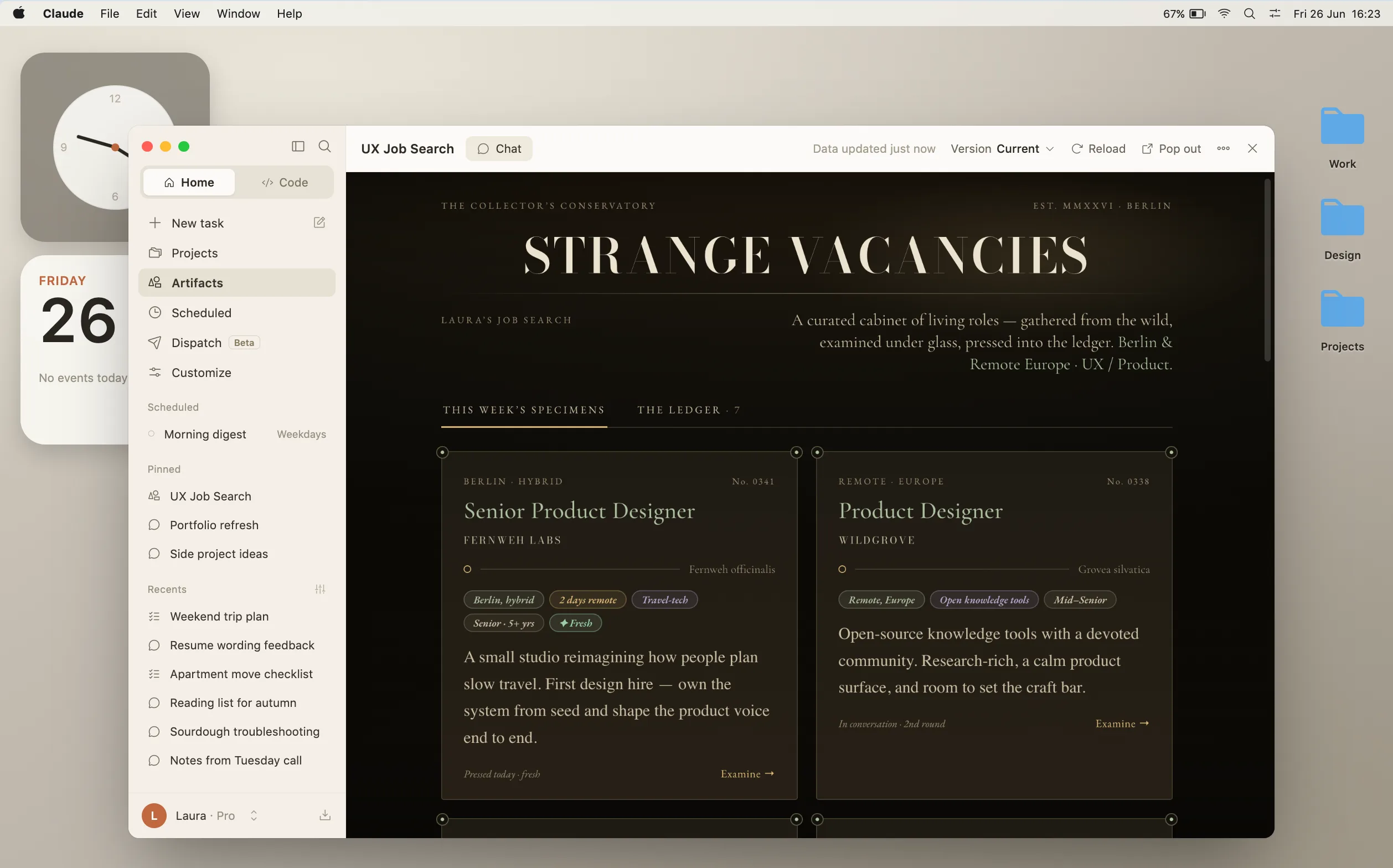 The Strange Vacancies dashboard, a dark apothecary-themed job tracker