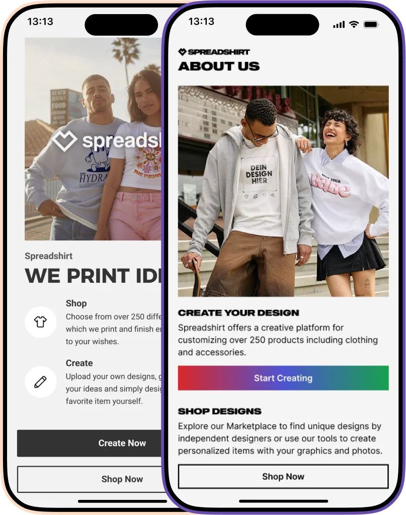 Redesigned About module, two clear paths for creators and shoppers