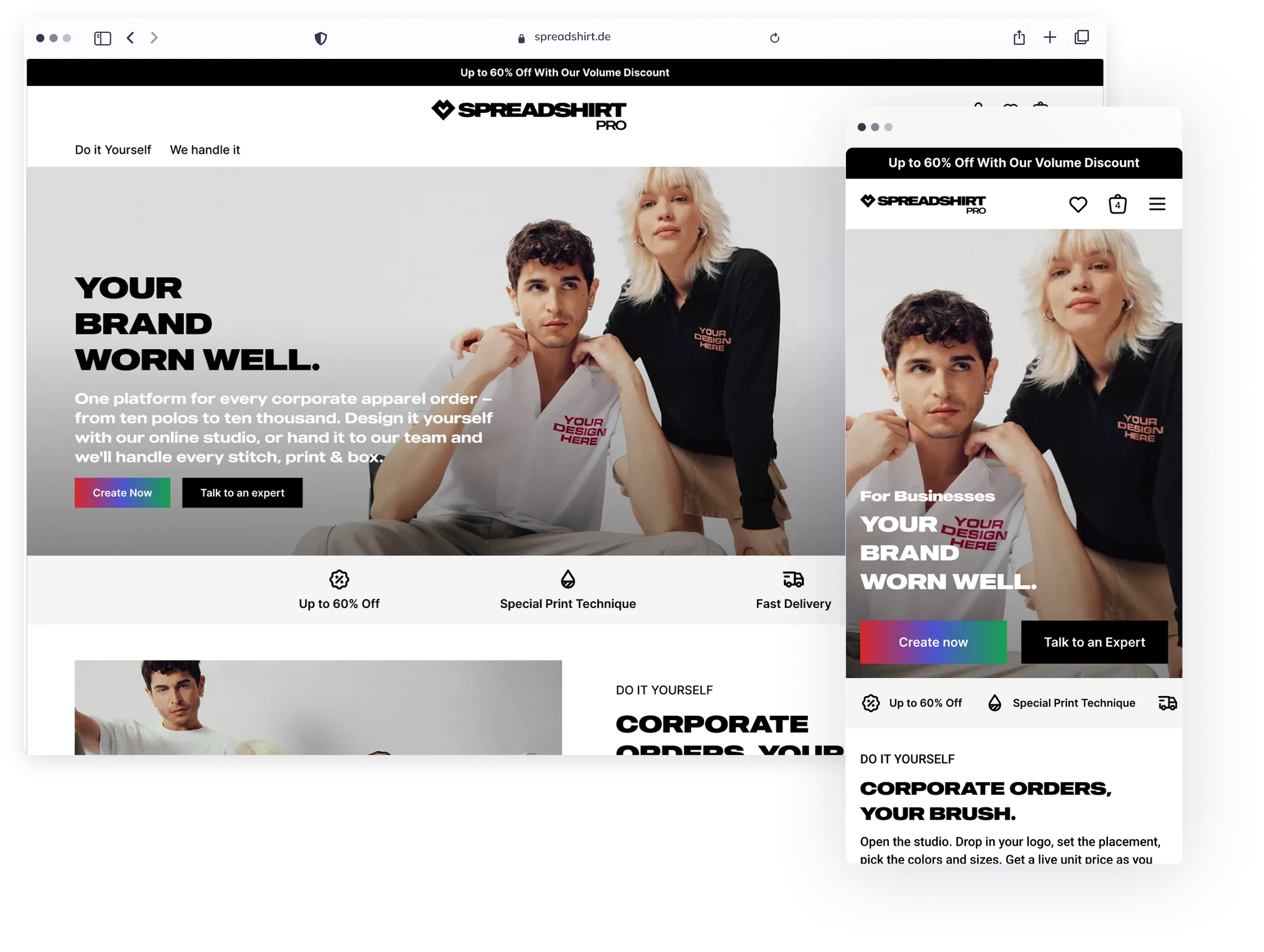 Spreadshirt B2B platform mockup