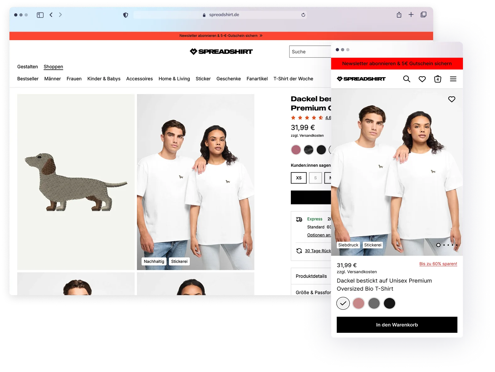 Spreadshirt PDP redesign mockup